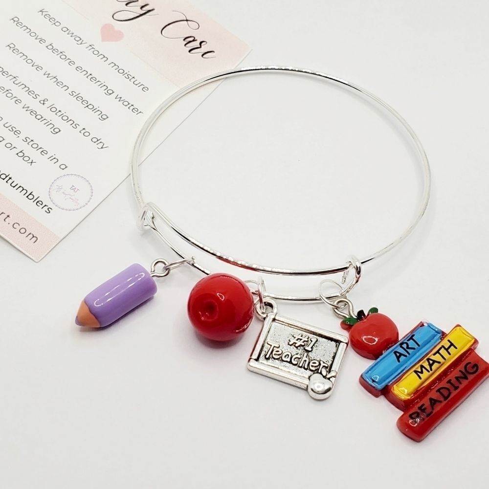 Number 1 Teacher Charm Bracelet